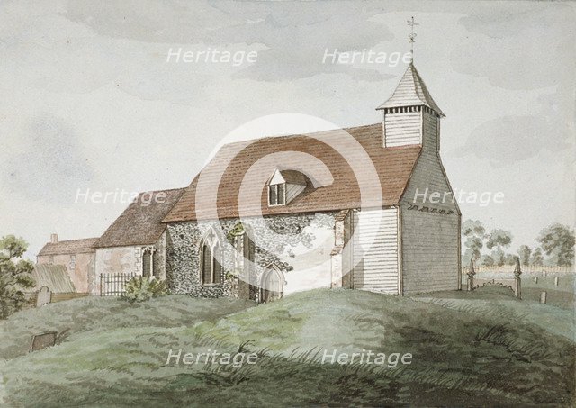 North-west view of Holy Cross church, Greenford, Middlesex, 1798. Artist: Anon