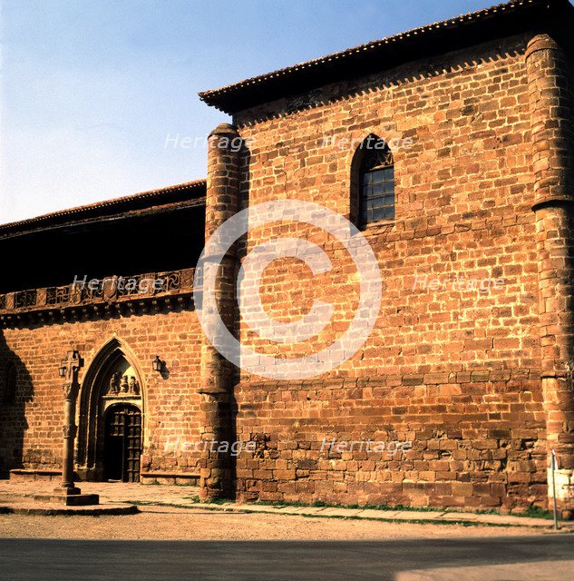 Detail of the façade with the door of the Church of Santa Maria la Mayor in Ezcaray (La Rioja).