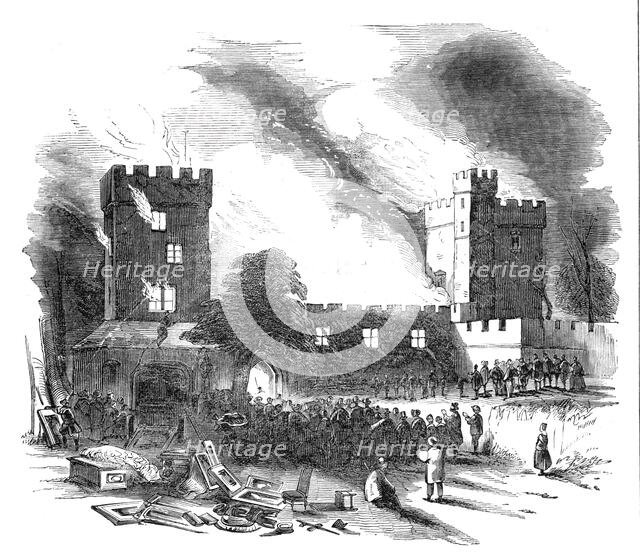 Burning of Naworth Castle - from a drawing made on the spot, 1844. Creator: Unknown.