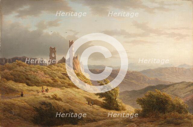 Mountainous Landscape with a Ruin, 1849. Creator: Louwrens Hanedoes.