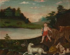 The Peaceable Kingdom, c. 1816-1818. Creator: Edward Hicks (American, 1780-1849).