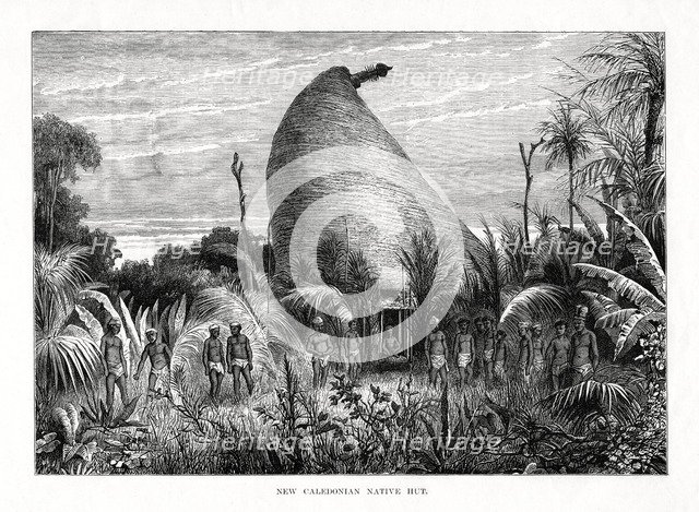 'New Caledonian Native Hut', southwest Pacific, 1877. Artist: Unknown