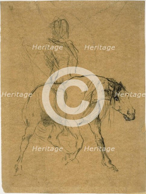 Study of a Horse and Rider, c. 1874. Creator: Jules Elie Delaunay.