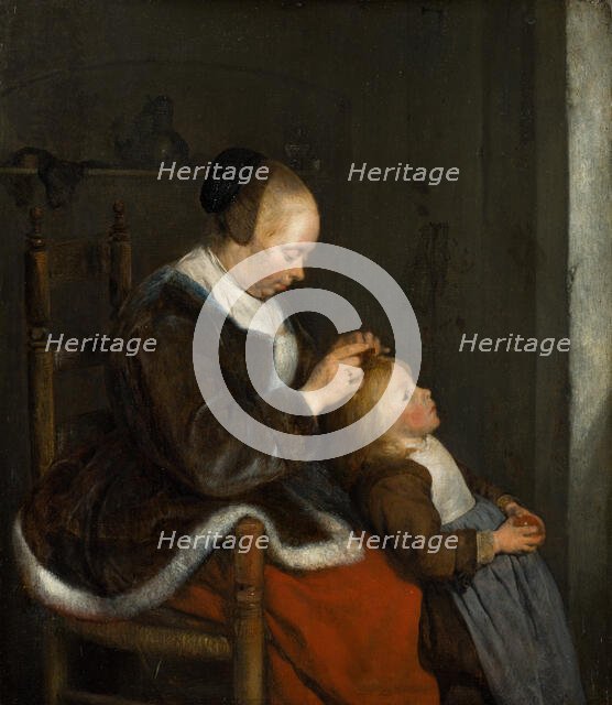 Mother Combing Her Child's Hair, known as 'Hunting for Lice'. Creator: Gerard Terborch II.