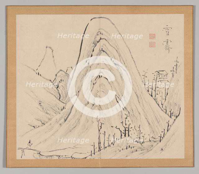 Double Album of Landscape Studies after Ikeno Taiga, Volume 1 (leaf 33), 18th century. Creator: Aoki Shukuya (Japanese, 1789).