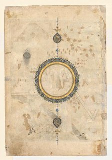 Shamsa (recto) from right folio from a double-page frontispiece of a Shahnama..., c. 1444. Creator: Unknown.