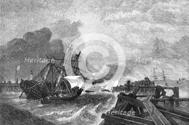 "Ship and Crew Saved", by G. H. Andrews,...exhibition...Society of Painters in Water-Colours, 1868. Creator: Unknown.