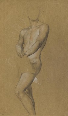 Standing male nude, probably a study for 'A Recording Angel' or 'Destiny', c1840-1900. Creator: George Frederick Watts.