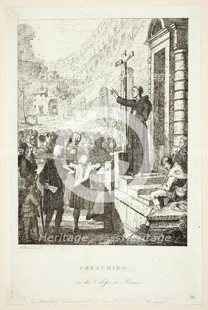 Preaching in the College at Rome, 1773/75. Creator: David Allan.