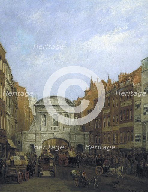 'Temple Bar from the Strand', London, 1873. Artist: William Henry Haines