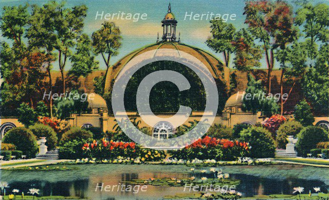'Botanical Building and Lagoon. San Diego, California', c1941. Artist: Unknown.