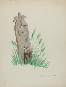 Wooden Grave Marker, c. 1937. Creator: Majel G. Claflin.