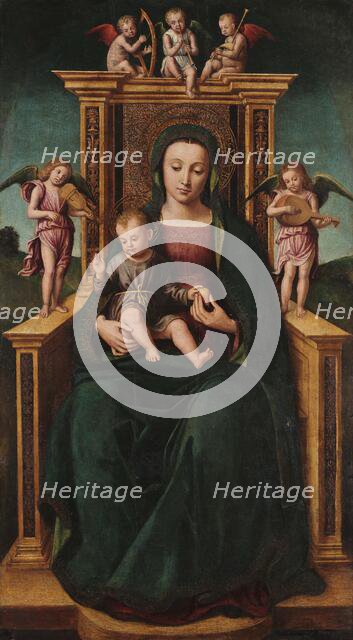 Enthroned Madonna with Child and Angels, 1510-1515. Creator: Brea, Ludovico (Louis) (c. 1450-c. 1523).