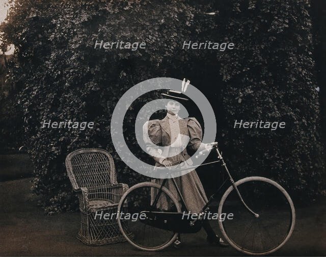 South Africa: Mrs Bell posing with her bicycle, 1896. Creator: Unknown.