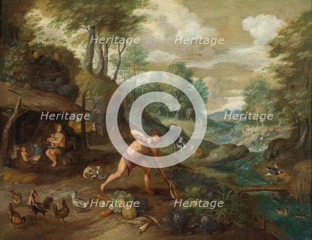 Adam working in the Field, . Creator: Brueghel, Jan, the Younger (1601-1678).