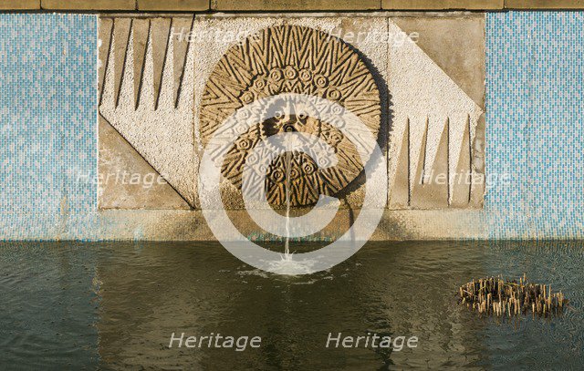 Relief/mosaic by William Mitchell, the Water Gardens, Harlow, Essex, 2015.  Artist: Steven Baker.