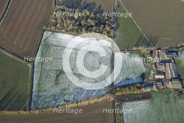 The deserted medieval village of Coates showing as earthworks highlighted by snow, Coates..., 2024. Creator: Robyn Andrews.