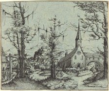 Landscape with a Village Church, 1545. Creator: Augustin Hirschvogel.