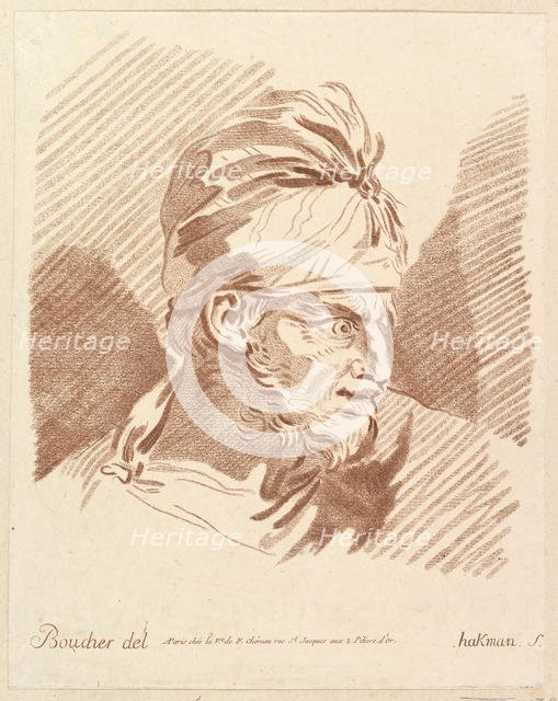Head of a Man Wearing a Turban, mid to late 18th century. Creator: Hakman.