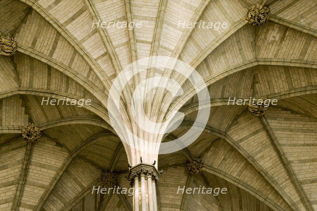 Vaulted ceiling of the chapter house of Westminster Abbey, London, 2009. Artist: Historic England Staff Photographer.