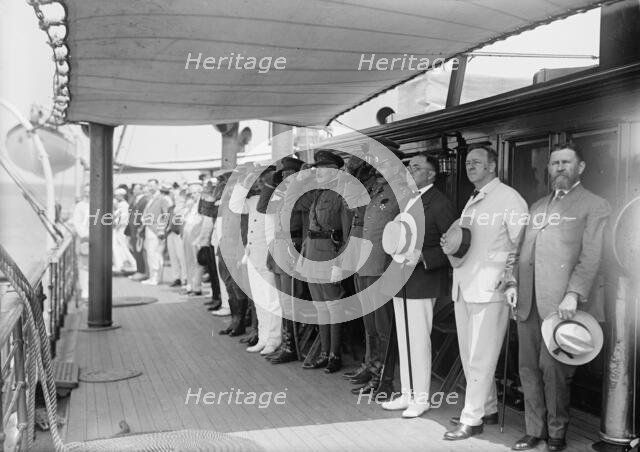 Josephus Daniels in Group On Ship, 1917 or 1918. Creator: Harris & Ewing.