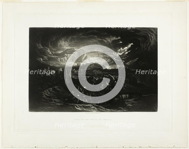 Fall of the Walls of Jericho, from Illustrations of the Bible, 1834. Creator: John Martin.