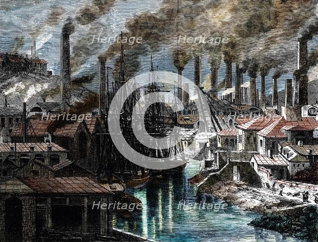 Industrial Revolution: Vivian's copperworks, Hafod, Swansea, Wales, 1870. Creator: Durand-Brager, Jean-Baptiste (1814-1879).