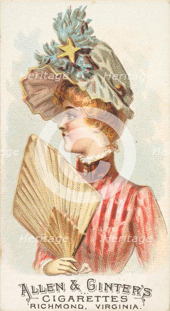Plate 18, from the Fans of the Period series (N7) for Allen & Ginter Cigarettes Brands, 1889. Creator: Allen & Ginter.