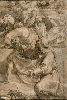 Fragment of an Assumption (?) Scene: Apostles, with Saint Francis of Assisi in the..., 1614/15. Creator: Alessandro Turchi.