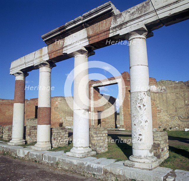 Columns of the colonnade around the forum in Pompeii, 1st century. Creator: Unknown.