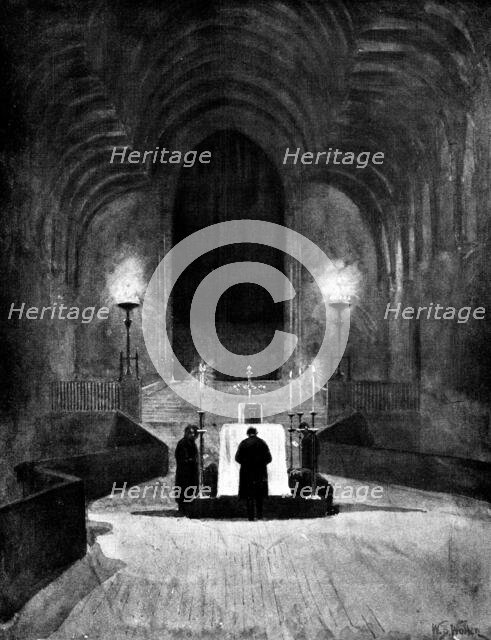 The Funeral of Mr. Gladstone: the lying-in-state in Westminster Hall - a midnight vigil, 1898. Creator: Unknown.