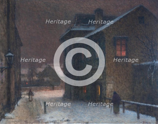 Street in snow, 1907-1909. Artist: Schikaneder, Jakub (1855-1924)