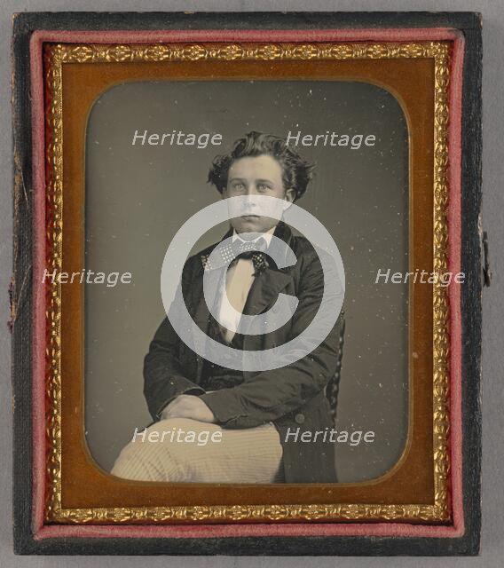 Portrait of a Seated Man with Large Bow Tie, about 1850. Creator: Unknown.