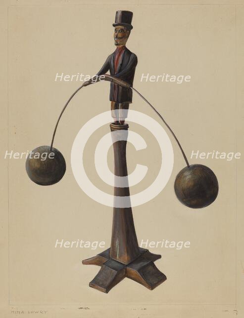 Pa. German Balancing Man, 1935/1942. Creator: Mina Lowry.