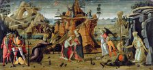 Landscape with biblical scenes and legends of the saints. Artist: Jacopo del Sellaio (1442-1493)