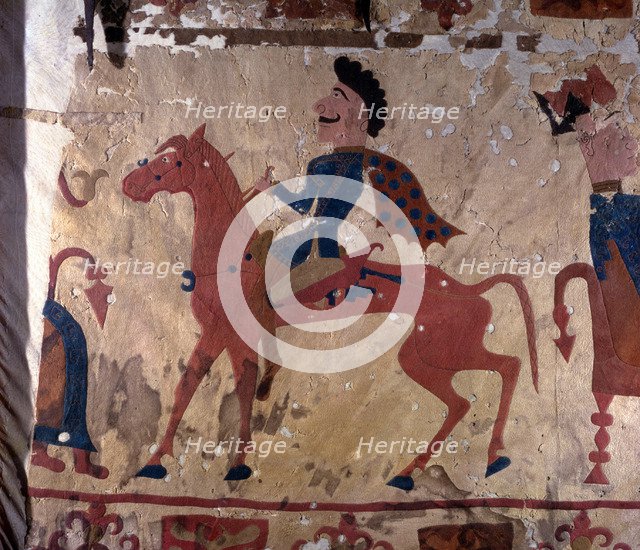 Horseman. Pazyryk felt artifact (Carpet Detail), 5th-4th century BC. Artist: Ancient Altaian, Pazyryk Burial Mounds  