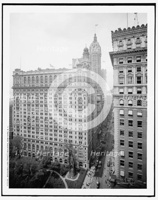 Broadway and Trinity Building, New York, N.Y., c1908. Creator: Unknown.