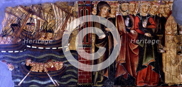 Travellers received in Rome in solemn procession, fragment of the 'Altarpiece of St. Ursula', pan…