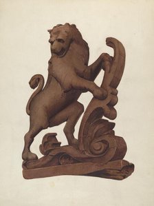 Woodcarving of a Lion, c. 1937. Creator: Alice Stearns.