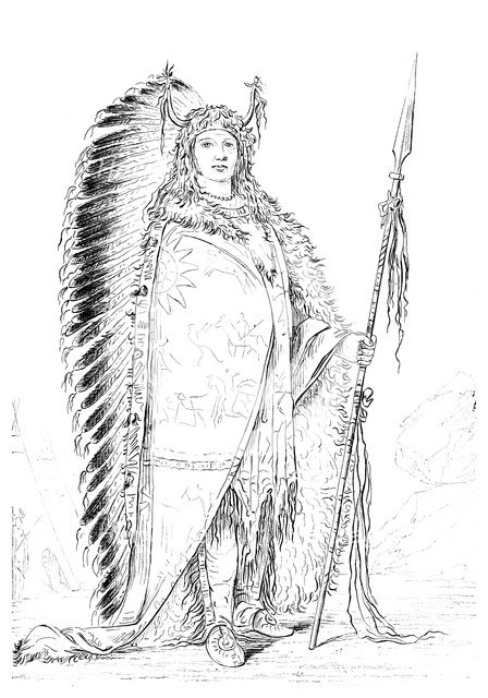 'Black Rock', chief of the Nee-caw-wee-gee tribe, 1841.Artist: Myers and Co