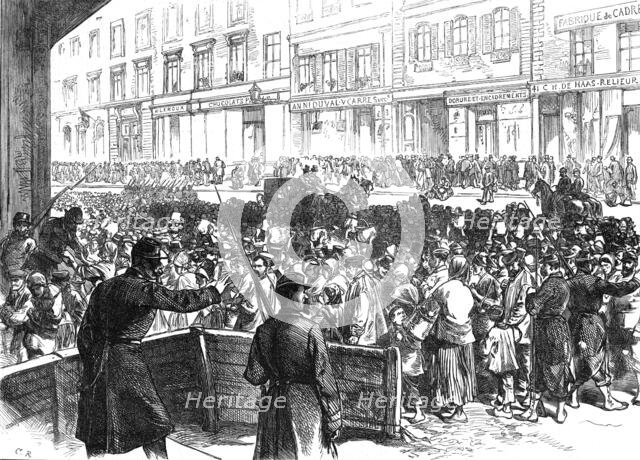Relief of Paris: the English gift of food - entrance to..Magasin du Bon Marché, rue de Sèvres, 1871. Creator: C. R..