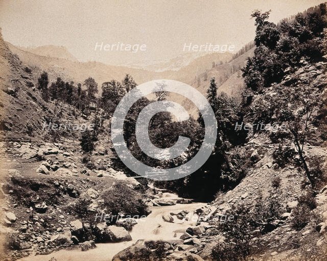 A river in a valley, Kashmir, India, c1860s. Creator: Samuel Bourne.