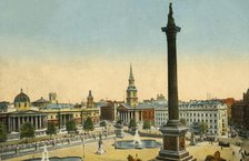 The National Gallery and Nelson's Column, Trafalgar Square, London, c1910.  Creator: Unknown.
