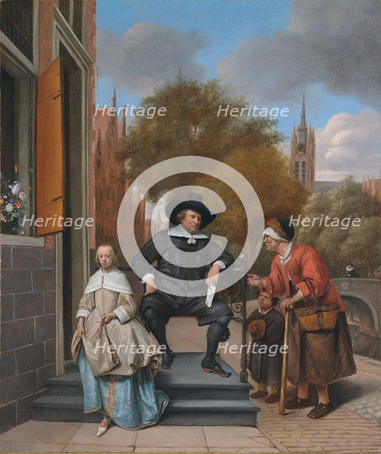 A Burgher of Delft and His Daughter (Adolf Croeser and his daughter Catharina Croeser). Artist: Steen, Jan Havicksz (1626-1679)