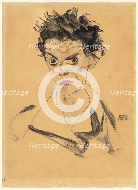 Self-Portrait, 1912. Creator: Egon Schiele.