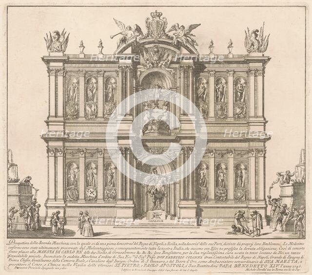 The Seconda Macchina for the Chinea of 1746: The Territories of the Kingdom of Naples, 1746. Creator: M Sorello.