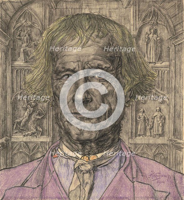 Portrait of an Old Peasant in Front of a Cathedral, 1904. Creator: Toorop, Jan (1858-1928).