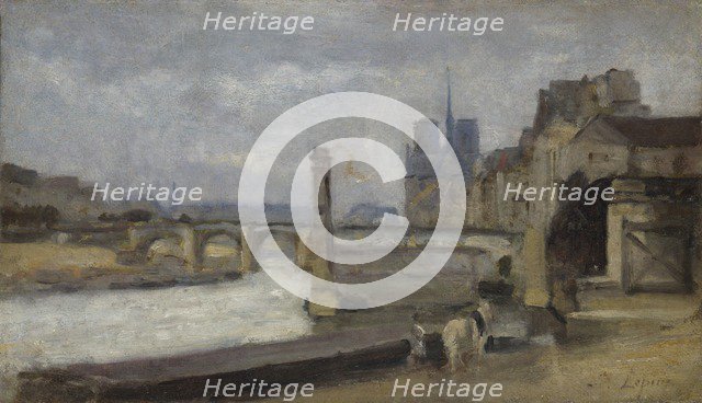 The Pont de la Tournelle, Paris, 1862-1864. Artist: Lepine, Stanislas (1836-1892)