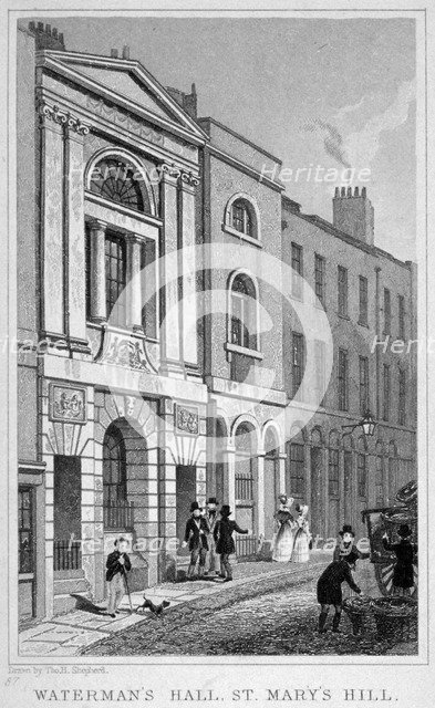 Watermen's and Lightermen's Hall, St Mary at Hill, City of London, 1830.                   Artist: James Tingle