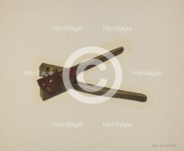 Brass Bullet Mold, c. 1940. Creator: Fred Hassebrock.